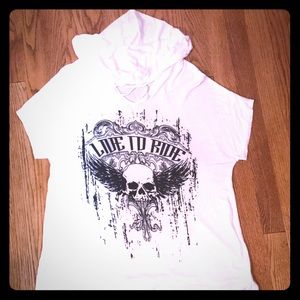Tops - “Live To Ride” Short Sleeve Hoodie Size XL ☠️💀🏍 Tops - “Live To Ride” Short Sleeve Hoodie Size XL ☠️💀🏍